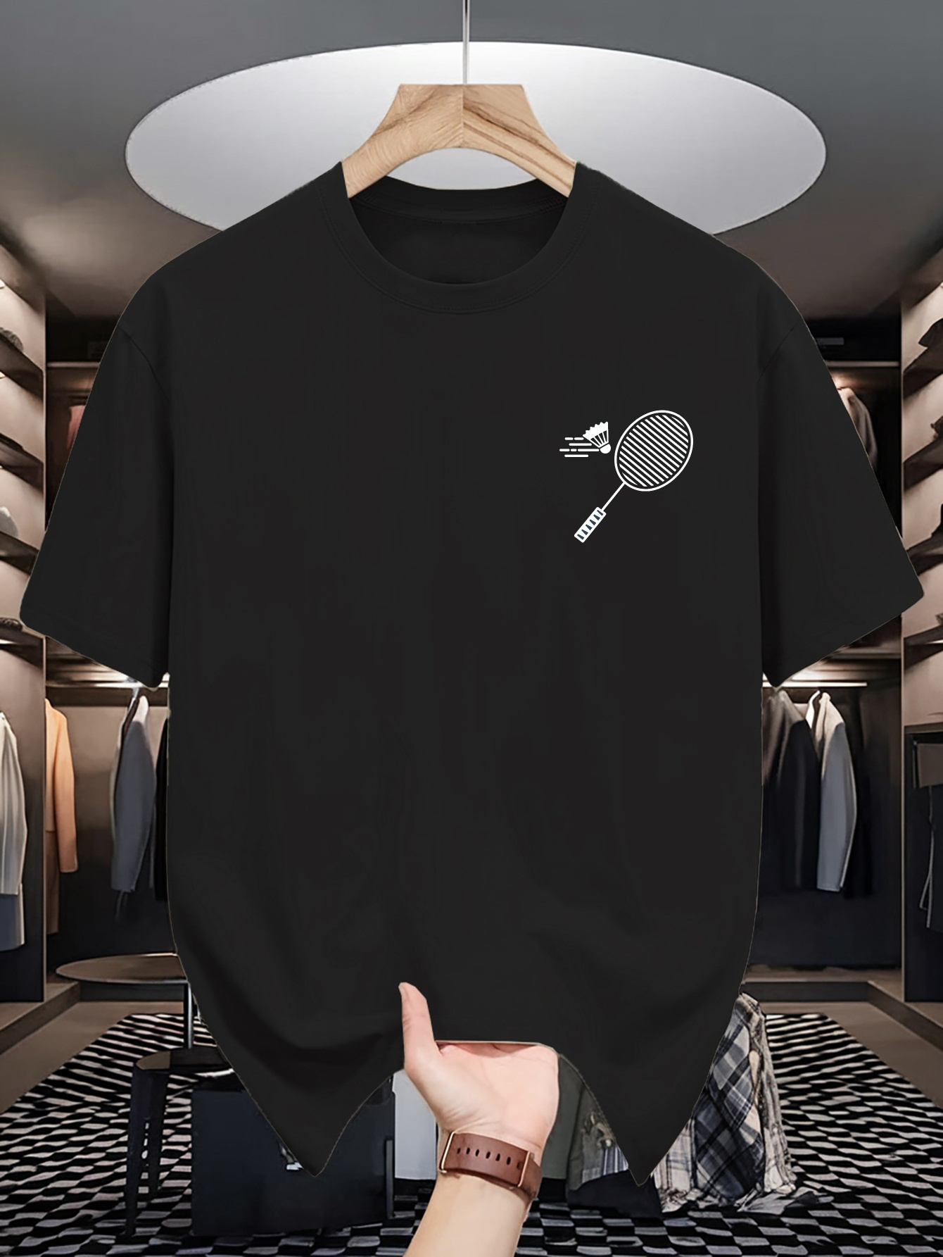 Badminton Shuttlecock - Kaos Crew Neck Pria Minimalis dengan