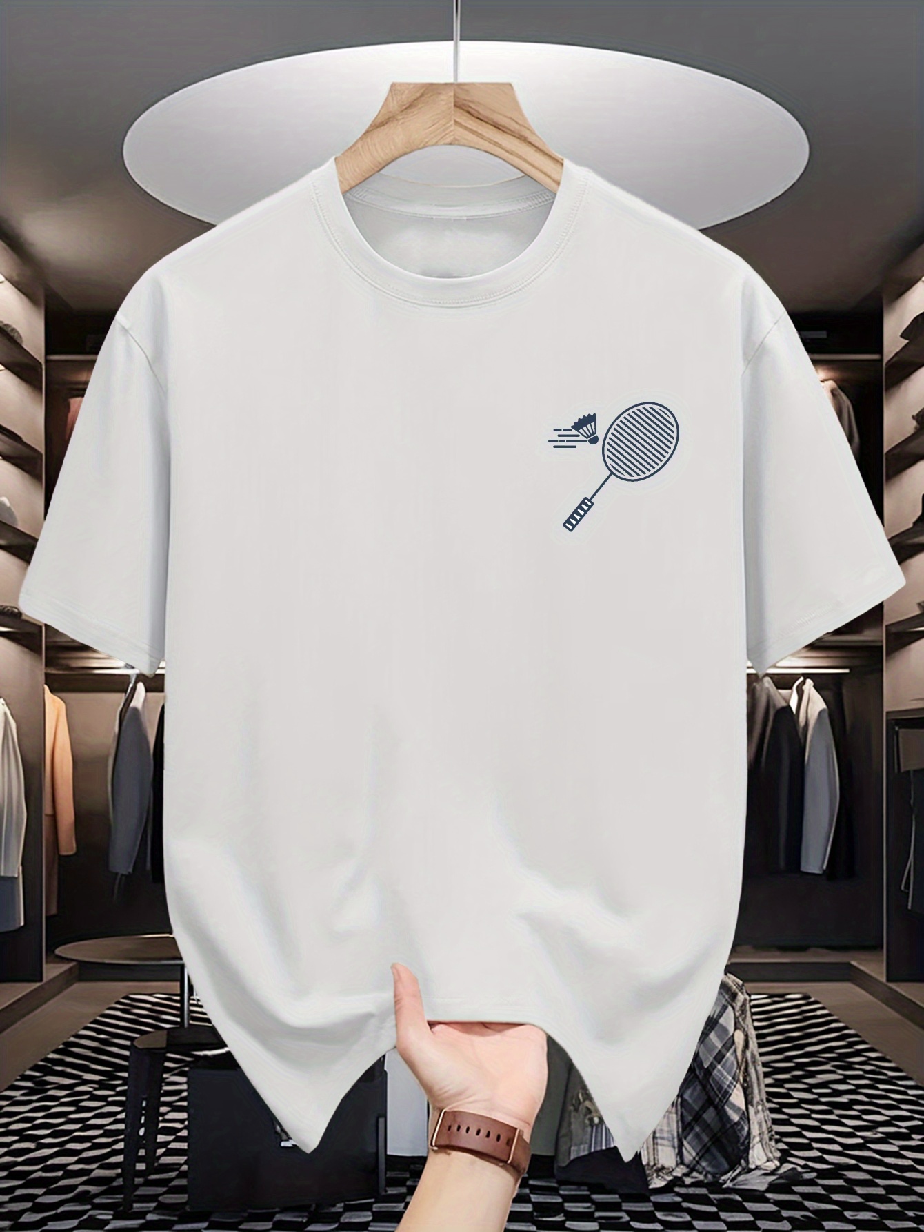 Kaos Crew Neck Pria Minimalis  - Badminton Shuttlecock ulasan dan harga